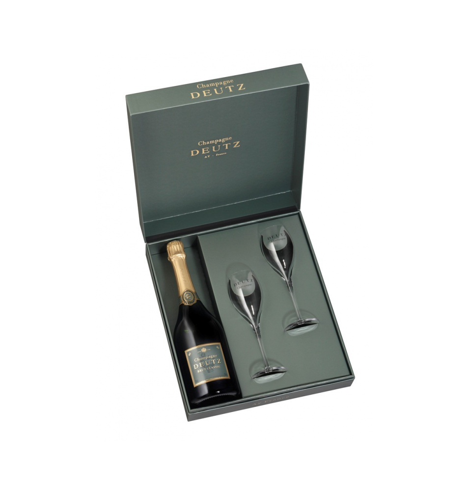 COFFRET 1 BOUTEILLE CHAMPAGNE DEUTZ BRUT CLASSIC+2 FLUTES COFFRET 1 BOUTEILLE CHAMPAGNE DEUTZ BRUT CLASSIC+2 FLUTES